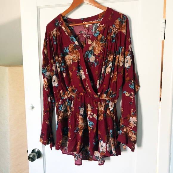 entro Tops - Burgundy Floral Top